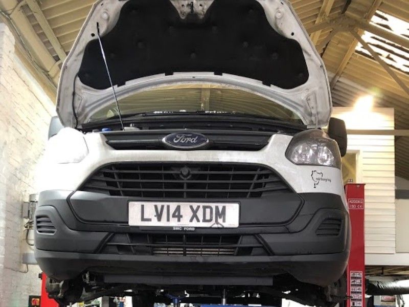 Ford transit on ramp for new engine supplied and fitted with turbo
